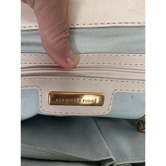 Rare Y2K Isabella Fiore  Leather Handbag Satchel Cream Ruffle Detail Gorgeous - Picture 11 of 14